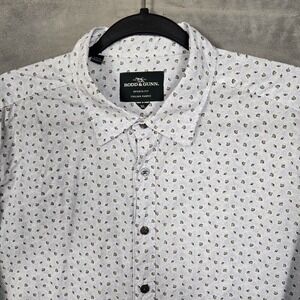 Rodd & Gunn shirt Sports Fit mens XL‎ Blue Leaf Print AOP Button up L/S